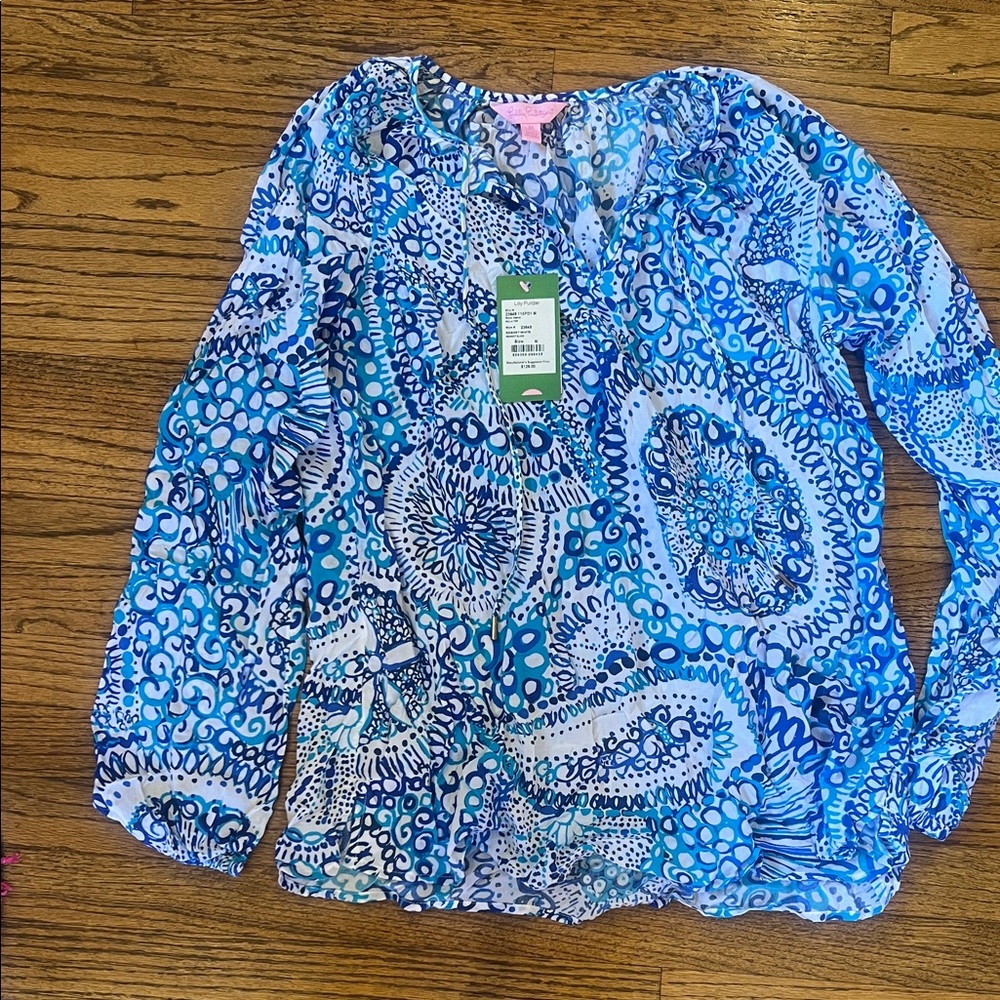 Lilly Pulitzer Vibrant Blue and White Blouse